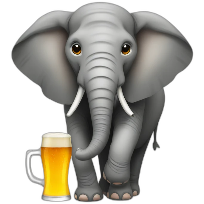 A elephant holding a beer emoji