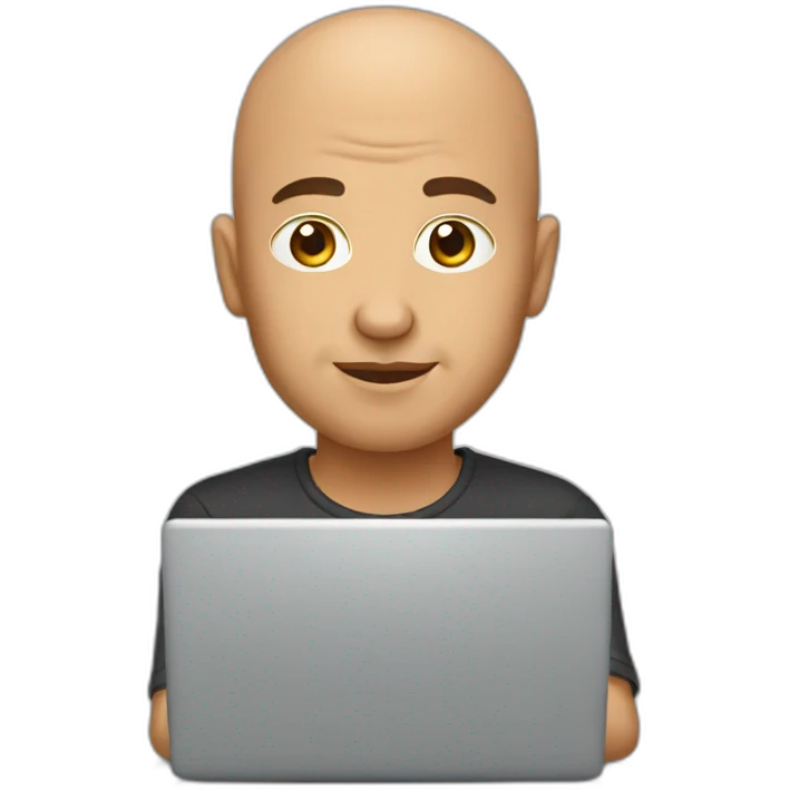 bald-brown-designer-behind-laptop emoji