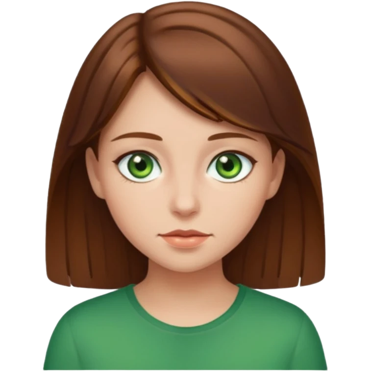 Girl brown hair with green eyes emoji