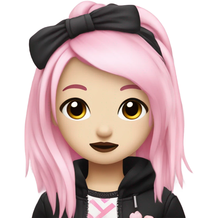 Kuromi Sanrio hello kitty girl with pink and blonde hair dark makeup emo emoji