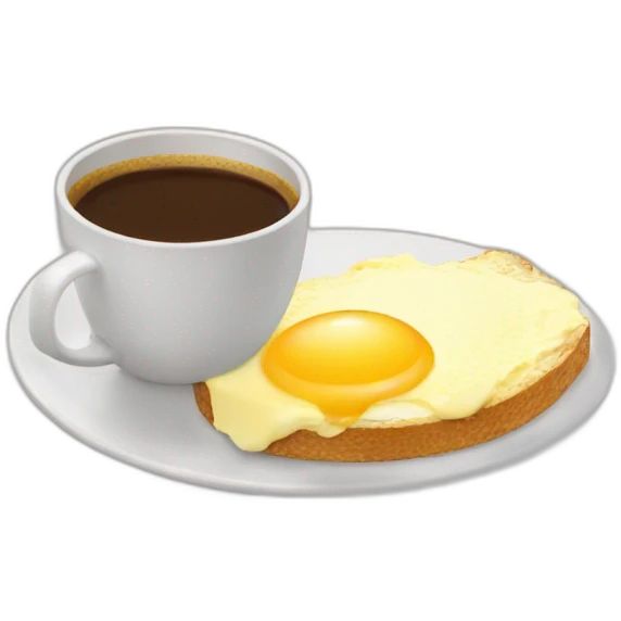 Scrambled egg with coffee emoji