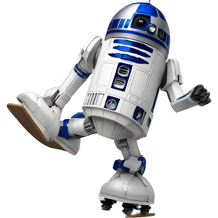 R2D2 doing a kickflip emoji