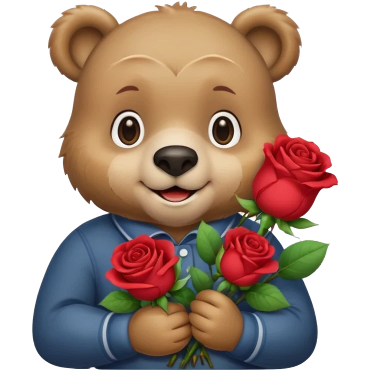 Cute bear with this emoji 🥹  holding roses with this  emoji