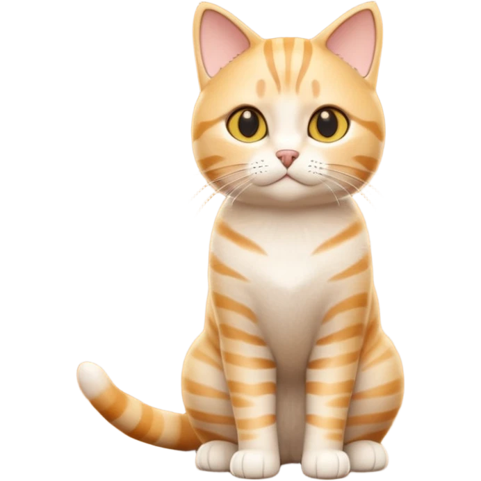 A 3D cartoon golden tabby American Shorthair cat with soft striped fur, warm golden tone, soft shadows, Memoji-style realism. full body or half body. emoji
