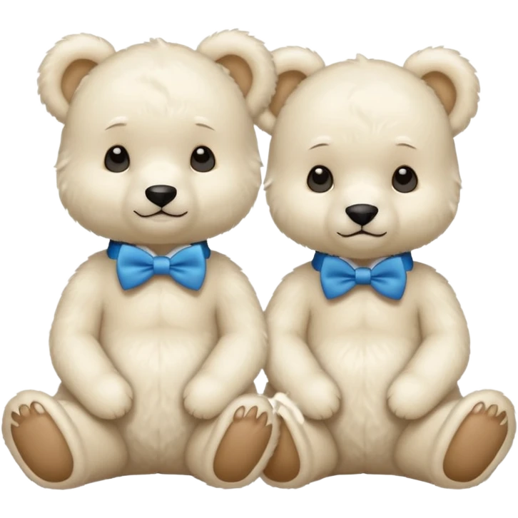 sweet same little white bears with blue bow tie sitting emoji