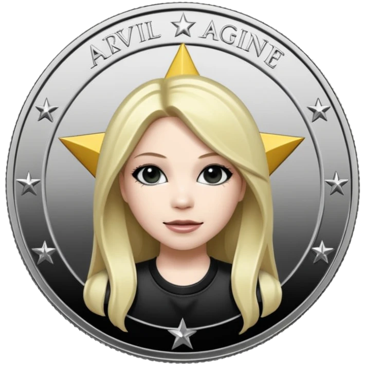 Avril Lavigne's black star silver coin emoji