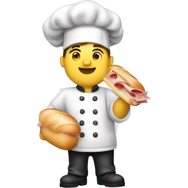 chef with ham and butter baguette sandwich emoji
