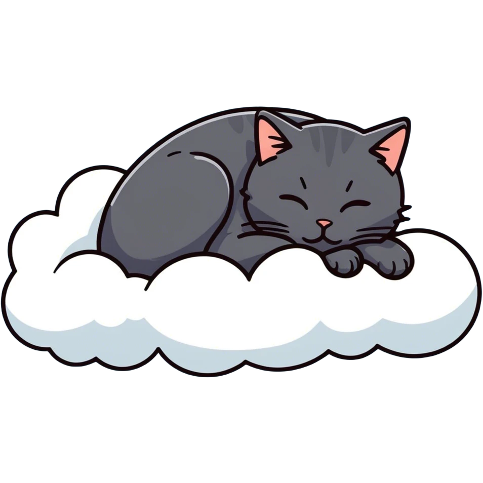 a cute cat sleeping on a cloud emoji