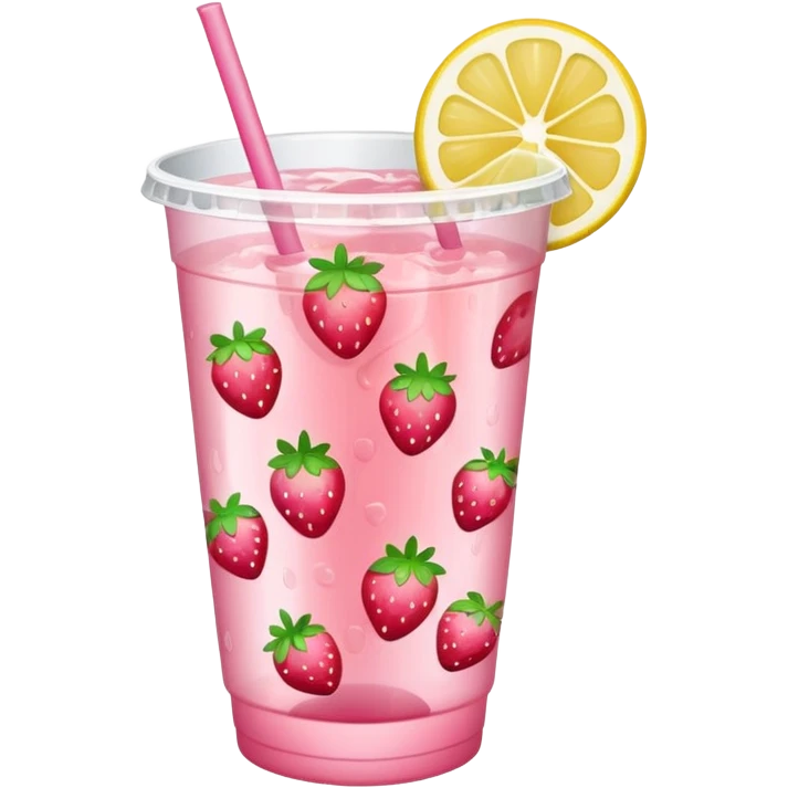 strawberry lemonade in a plastic cup emoji