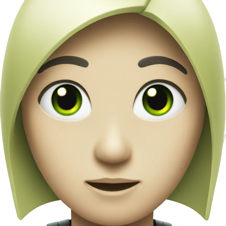 Asian robot with green eyes emoji