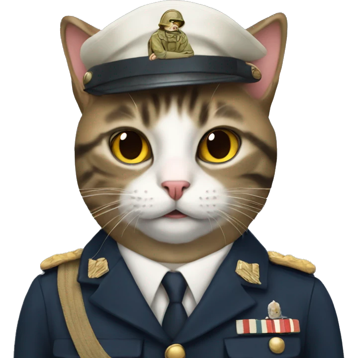 cat with ww2 uniform emoji