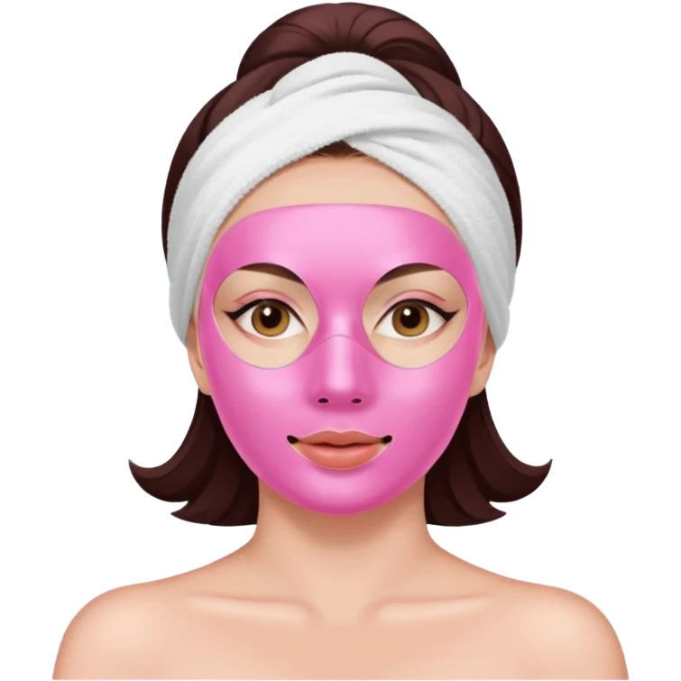 Lady with pink face mask spa beauty full face relaxing emoji