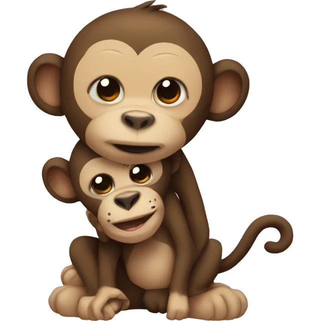 A monkey hugging a doggy emoji