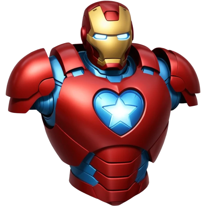 A red Iron Man suit heart with a glowing blue star in the center emoji