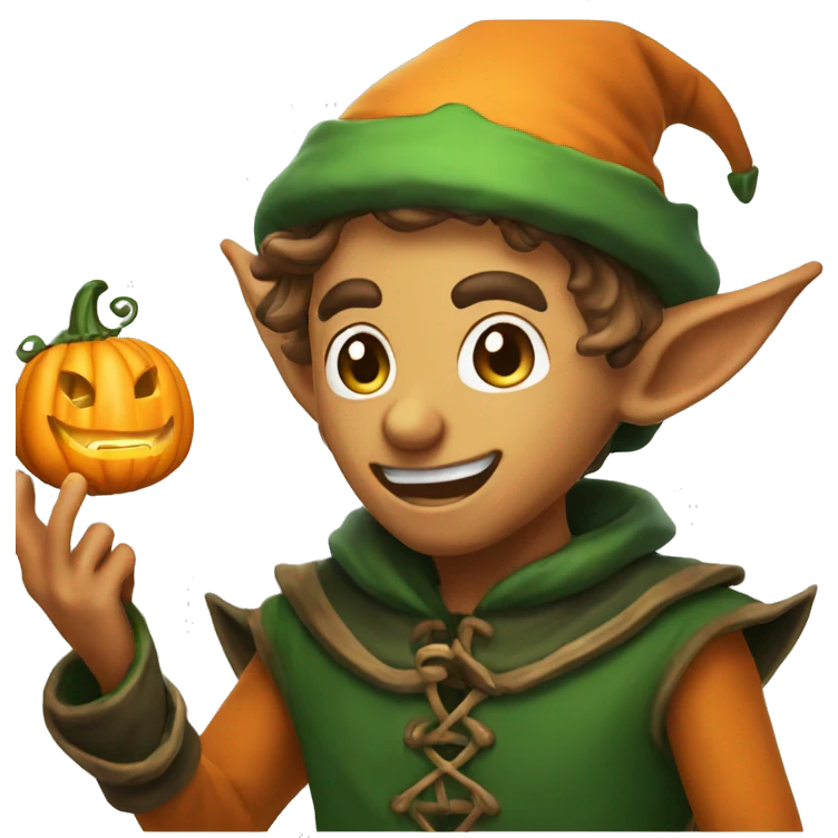 pumkin elf male casting a spell emoji