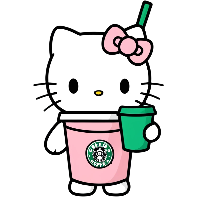 Hello kitty drinking Starbucks  emoji