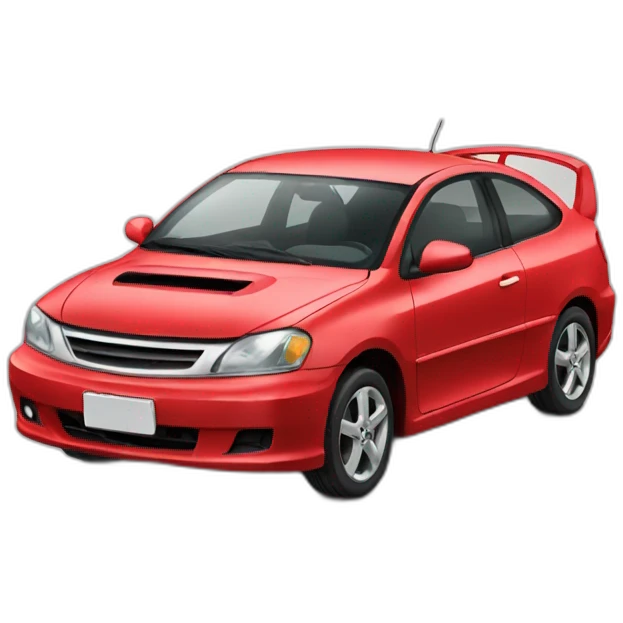 Car red with unicórnio emoji