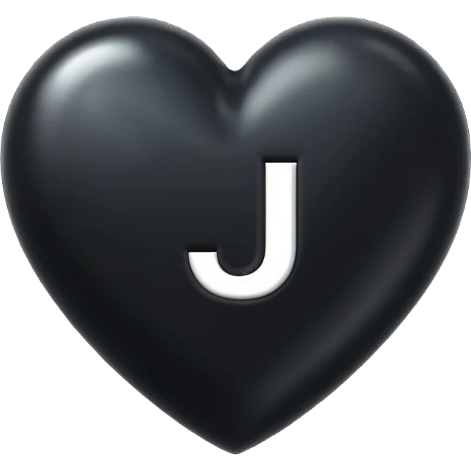 A black heart with the letter "J" in the middle emoji