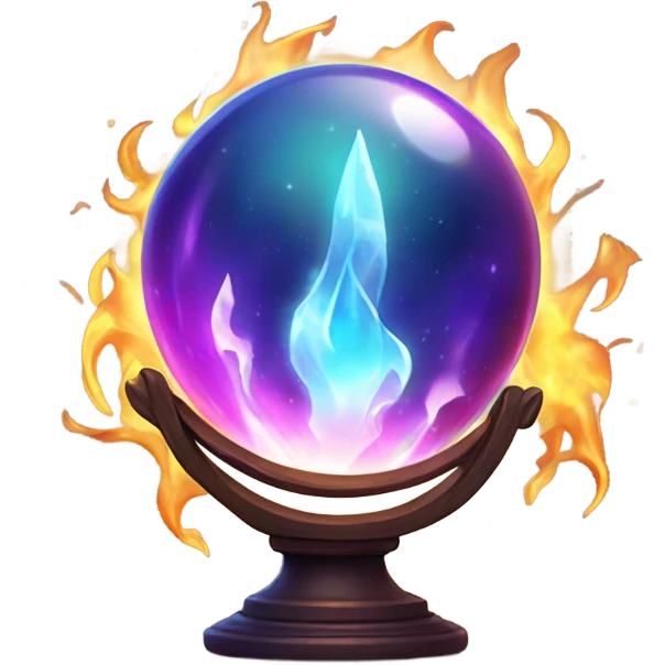 fortune telling ball in fire emoji