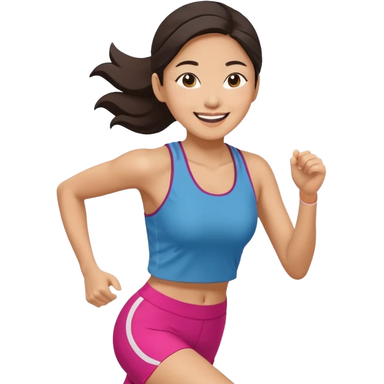 Asian Woman Running to food, must have brunch food emoji