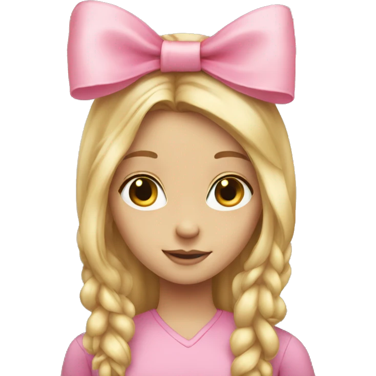 Blond girl with long hair and pink bow in her hair emoji