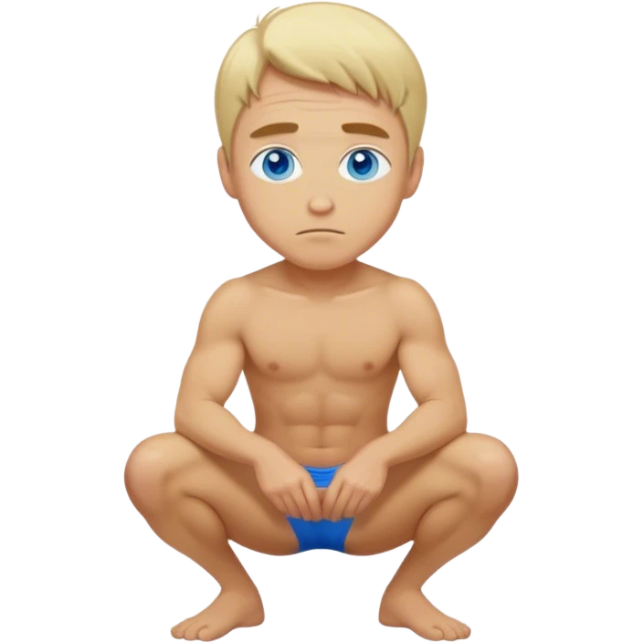 Blonde man squatting emoji
