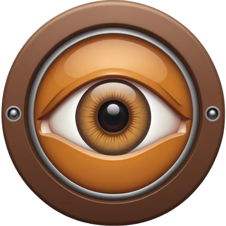 Minimalist emoji-style sticker of a peephole with a realistic eye looking out from inside. Black and gray tones, flat icon, centered eye.
 emoji
