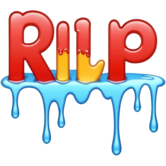 Words that say "RIP" in drippy letters  emoji