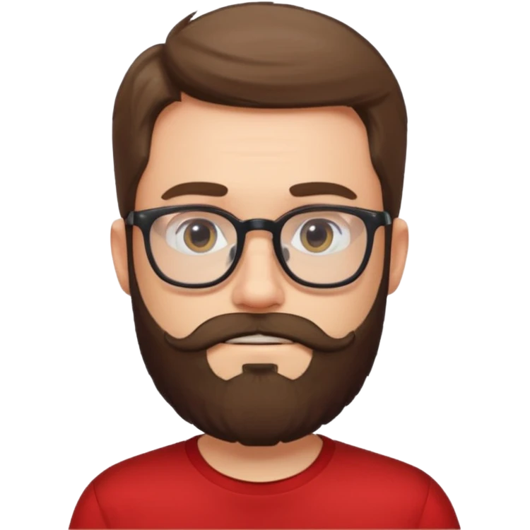 bearded man with eyeglasses red shirt emoji