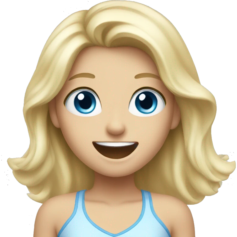 blonde blue eyed girl cheering emoji