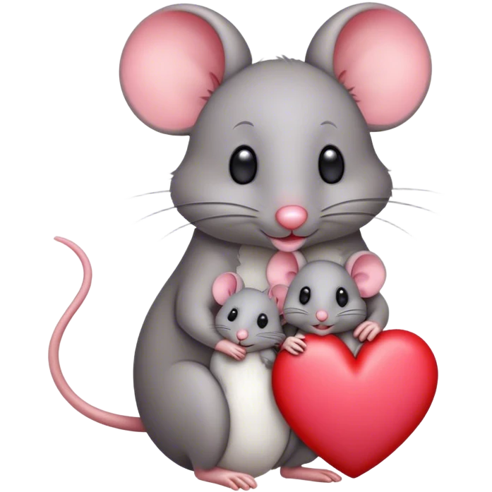 1 big mother mouse and 1 small baby mouse in front of a heart emoji