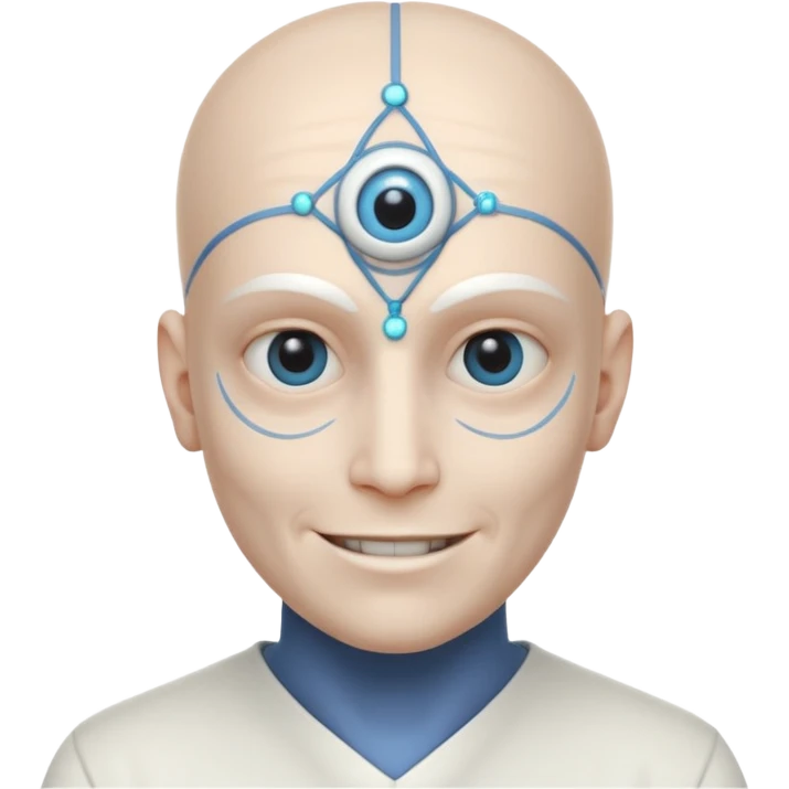 mutant test subject portrait, head and shoulders only, third eye on forehead, pale skin, creepy calm smile, lab experiment style, 3D cartoon, mobile game icon style, clean background, no text, no watermark

 emoji