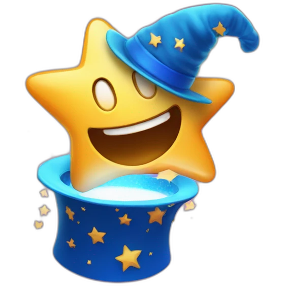 star jumping out of a magic hat emoji