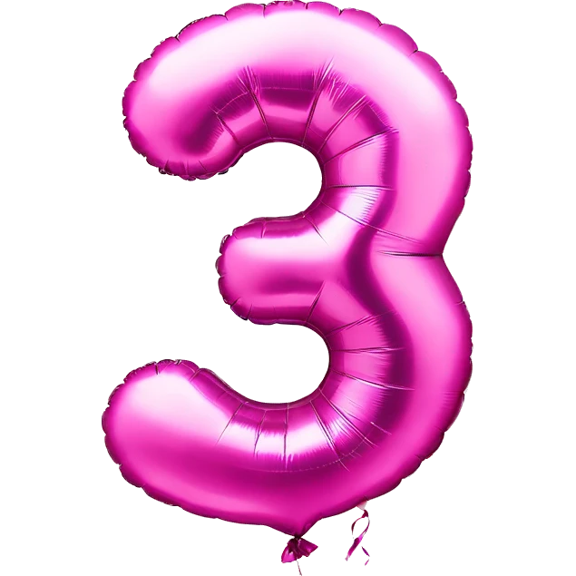 3 birthday balloons pink emoji