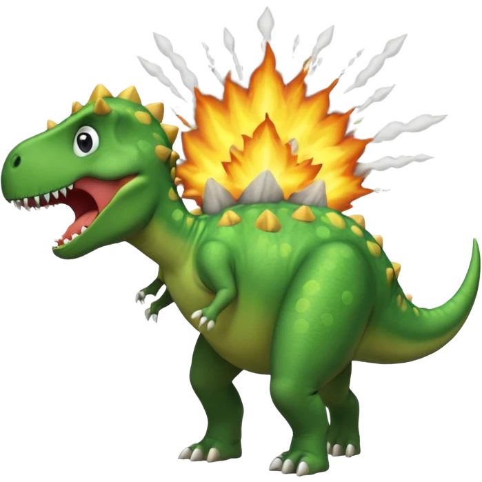 Dinosaur farting out a explosion from his butt emoji