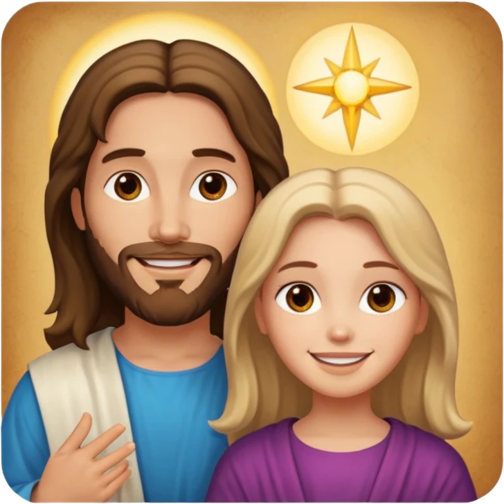 Jesus y una niña emoji