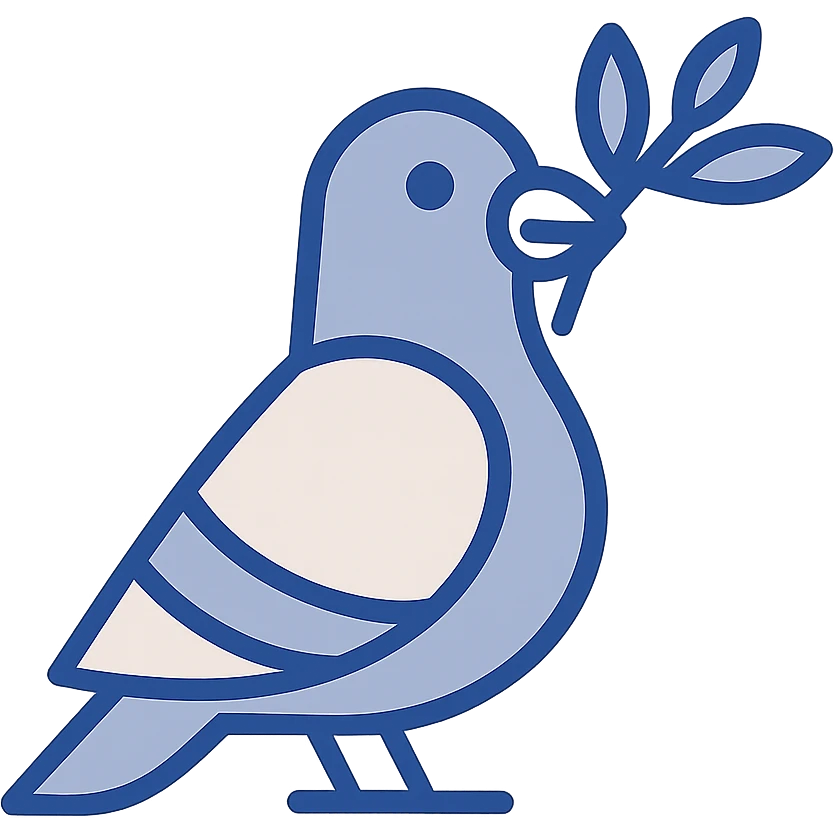 pigeon icon with a twig in its beak, flat modern style emoji
