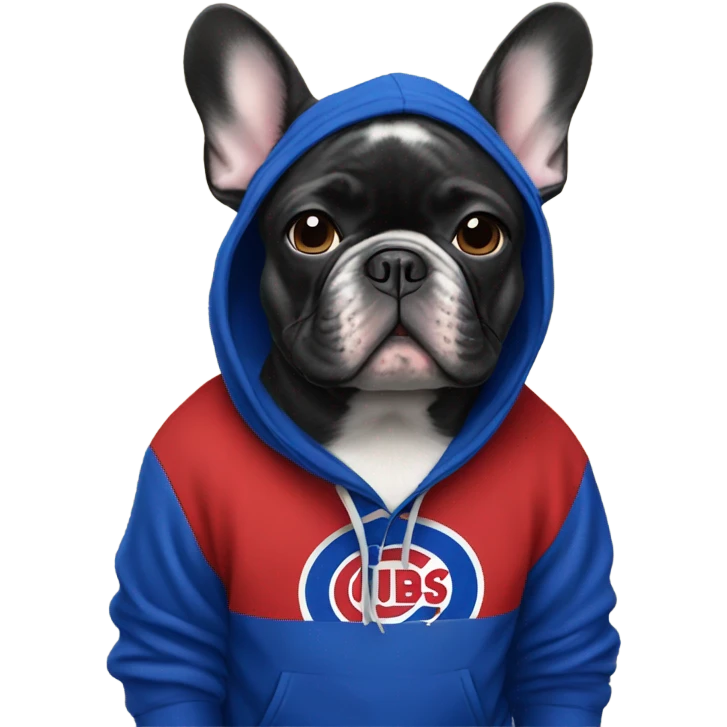 French bulldog in cubs hoodie emoji