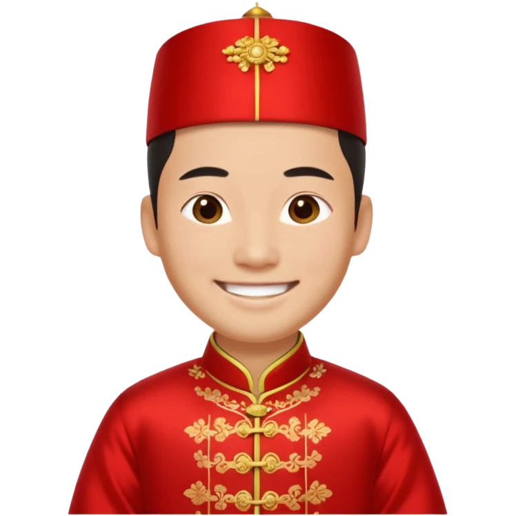 Chinese groom, traditional, culture of chinese, smiley on face. emoji