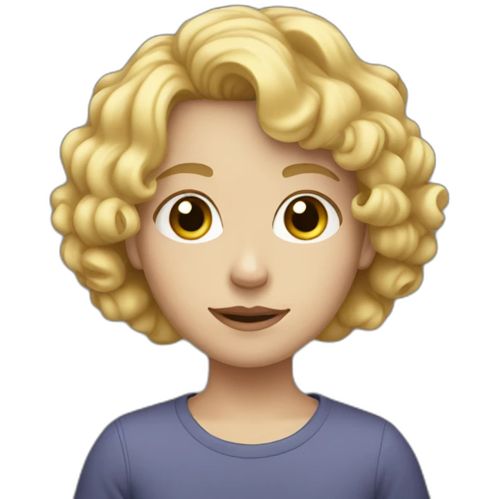A white teenager with a round face and curly short blonde hair emoji