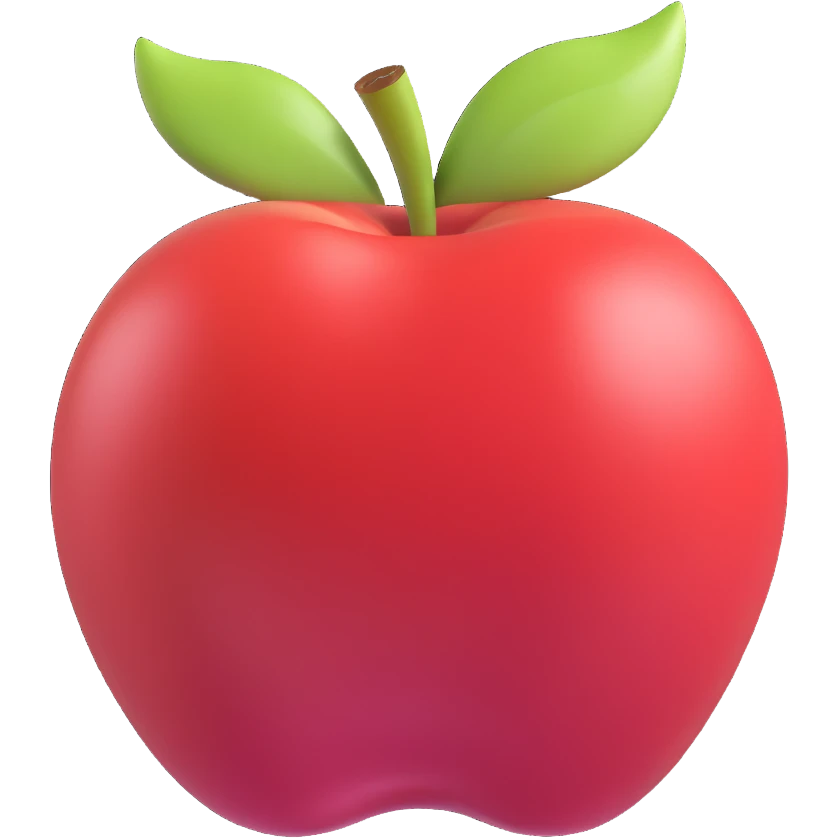 juicy red apple, highly realistic and detailed, resembling a real fruit emoji, suitable as a sprite for a fruit ninja game emoji