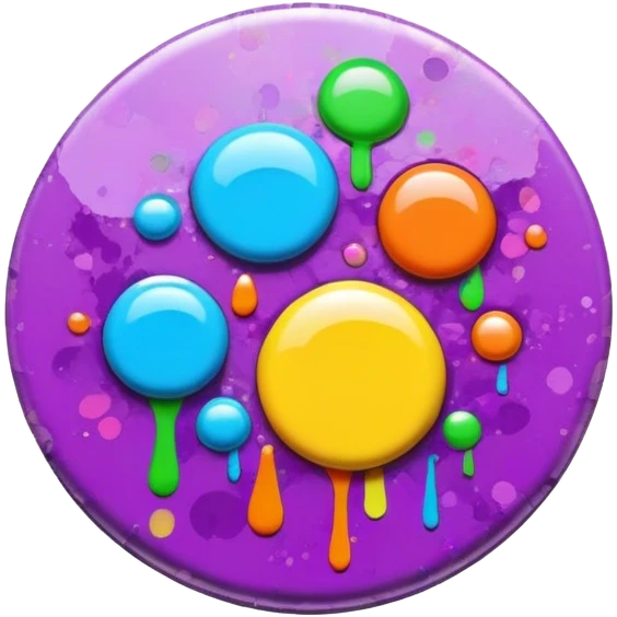 colorful psychedelic style button with paint splatter and beveled edges emoji