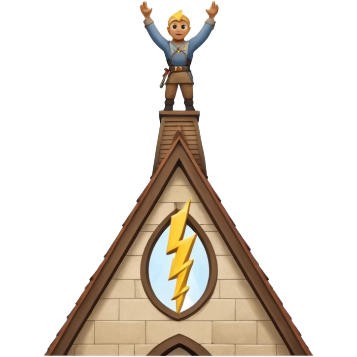 steeplejack man lightning strike on a church spire emoji
