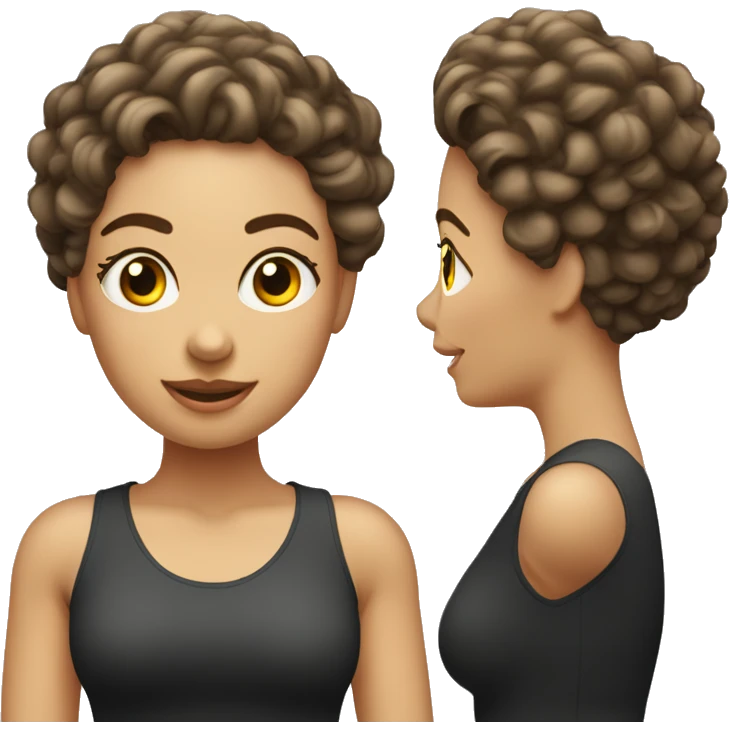 Emoji de mujer con cabello rizado de piel clara levantando una barra olímpica  emoji