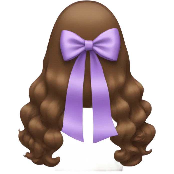 brown open hair from behind with a light purple bow emoji