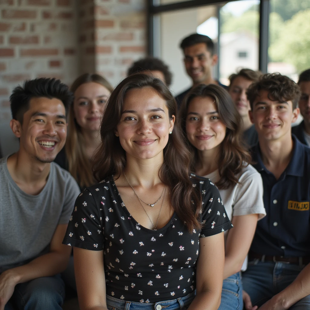 a group of young people, photorealistic style emoji
