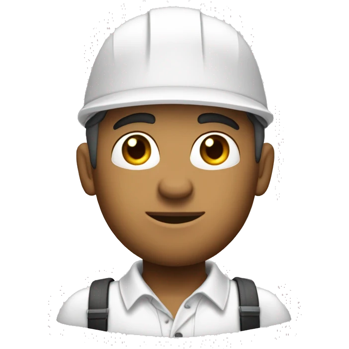 Arquitecto con casco blanco y camisa polo blanca piel blanca emoji