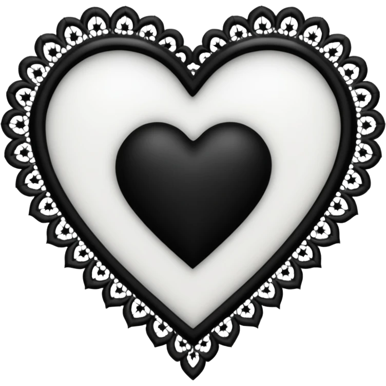 white goth heart with black gothic lace, ornate emoji