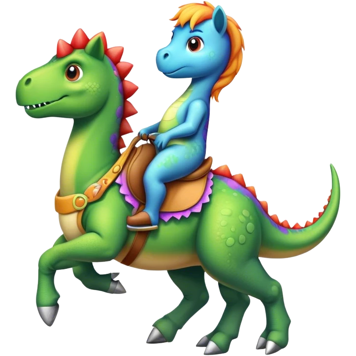 Dinosaur riding a pony emoji