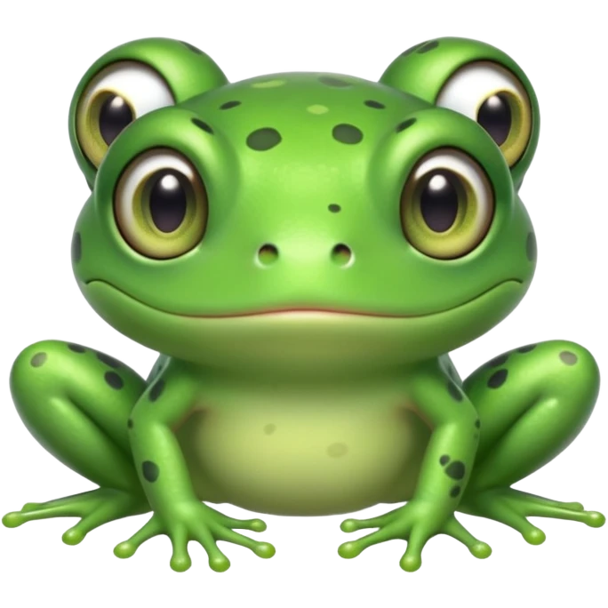 simple kawaii frog whole body, very simple dot eyes, vey big pupils emoji